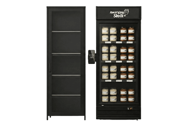 Vending Awaryjnego Słoika z płatnością zbliżeniową i szafą zwrotną